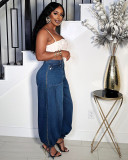 EVE Fashion Zipper Drawstring Wide Leg Jeans GAKF-50403