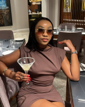 EVE Solid Color Short Sleeve Mini Dress GMSF-9262