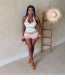 EVE Colorful Stripe Backless Tops Shorts Sweater Suit QXTF-83045