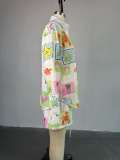 EVE Print Hollow Out Shirt Two Piece Short Set GCNE-72536