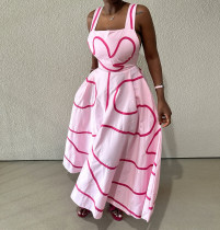 EVE Square Neck Sleeveless Sling Midi Dress GCNE-7527