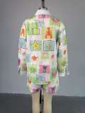 EVE Print Hollow Out Shirt Two Piece Short Set GCNE-72536