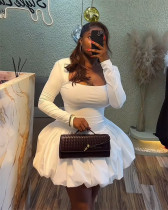 EVE Solid Color Long Sleeve Pod Mini Dress GCNE-72489