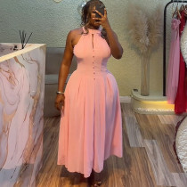 EVE Sleeveless Solid Color Midi Dress GCNE-72524