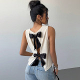 EVE Bow Tie Color Clash Cardigan Vest GFRT-060099TBZ
