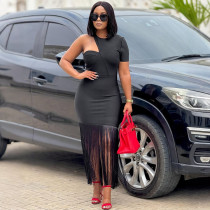 EVE Solid Color Tassel Slim Mini Dress CYA-901888