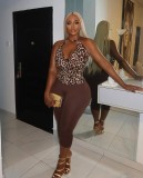 EVE Leopard Print Halterneck Backless Sexy Pant Suit GXIN-S-8839