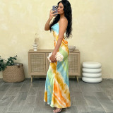EVE Sexy Print Sling Backless Maxi Dress GZJQ-K25D72989