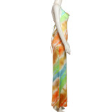 EVE Sexy Print Sling Backless Maxi Dress GZJQ-K25D72989