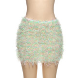 EVE Color Block Tassel Tight Skirts GZJQ-K25J65344