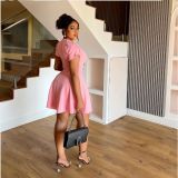 EVE Solid Color V Neck Mini Dress GXIN-S-8768