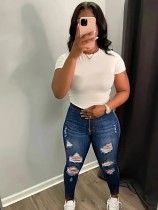 EVE Fashion Wash Holes Pencil Jeans GXJF-236019