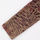 EVE Leopard Print Mesh One Shoulder Seventh Pants Suit MXBF-D25ST201