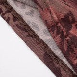 EVE Leopard Print Mesh One Shoulder Seventh Pants Suit MXBF-D25ST201