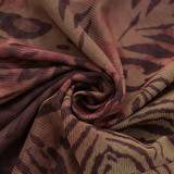 EVE Leopard Print Mesh One Shoulder Seventh Pants Suit MXBF-D25ST201