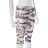 EVE Animal print elasticized Waist Fifth Pants MXBF-J25PT067