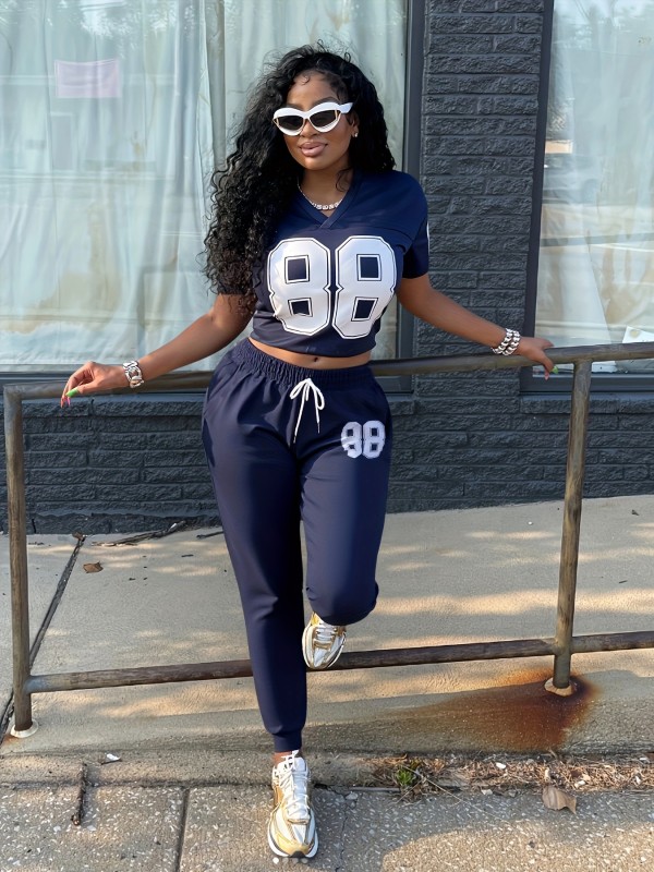 EVE Digital Printed Short Sleeve Pants Set GDNY-1093