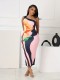 EVE Print Single Shoulder Slim Maxi Dress GDNY-2002