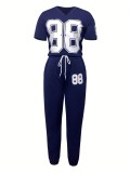 EVE Digital Printed Short Sleeve Pants Set GDNY-1093