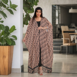 VIP1 Printed See-through Chiffon Long Jacket QKYF-71603