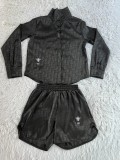 VIP1 Embroidery Long Sleeve Shorts Set QKYF-71605