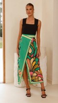 EVE Fashion Floral Print Split Sexy Long Skirt Set SHD-9796
