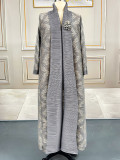 EVE Pleated Print Cardigan Long Coats GZRF-77102
