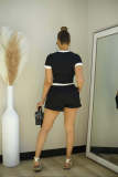 EVE Contrast Color Short Sleeve Two Piece Shorts Set QYMF-3159