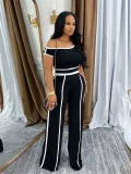 EVE Sleeveless Patchwork Two Piece Pants Set QYMF-3079