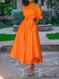 EVE Solid Color Half Sleeve Maxi Dress QYMF-3236
