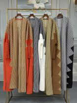 EVE Pleated Print Cardigan Long Coats GZRF-77102