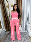 EVE Sleeveless Patchwork Two Piece Pants Set QYMF-3079