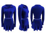 EVE Solid Color Zipper Ruffles Two Piece Skirts Set QYMF-3086