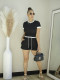 EVE Contrast Color Short Sleeve Two Piece Shorts Set QYMF-3159