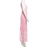 EVE Solid Color Mesh Knits Beach Dress DLSF-W25D65483