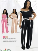 EVE Sleeveless Patchwork Two Piece Pants Set QYMF-3079