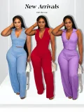 EVE Sleeveless Zipper Tops Two Piece Pants Set QYMF-3084
