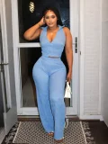 EVE Sleeveless Zipper Tops Two Piece Pants Set QYMF-3084