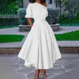 EVE Solid Color Half Sleeve Maxi Dress QYMF-3236