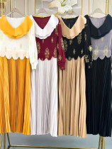 EVE Fashion Pleated Color Block Long Dress GZRF-250327