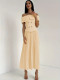 EVE Off Shoulder Tops Pleated Long Skirts 2 Piece Set QYMF-3247