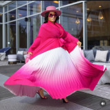 EVE Bat Sleeve Top Gradient Pleated Skirt Two Piece Set GZRF-KH-0108