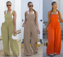 EVE Solid Color Loose Back Pants Jumpsuit QYMF-3154