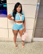 EVE Short Sleeve Print Tight  Two Piece Skirts Set QYMF-3076