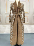 EVE Pleated Print Cardigan Long Coats GZRF-77102