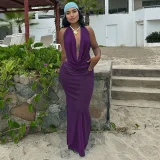 EVE Deep V Stacked Neck Sexy Long Skirt 3 Piece Set GSLF-K25S69717