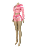 EVE Contrast Color Long Sleeve+Wrap Chest+Short 3 Piece Set CH-25032