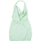 EVE V Neck Backless Knits Mini Dress GSLF-W24D65866