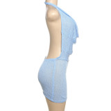 EVE V Neck Backless Knits Mini Dress GSLF-W24D65866