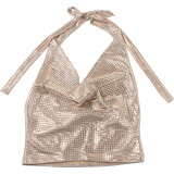 EVE Tie Up Backless Deep V Neck Tops GSLF-K25L67984